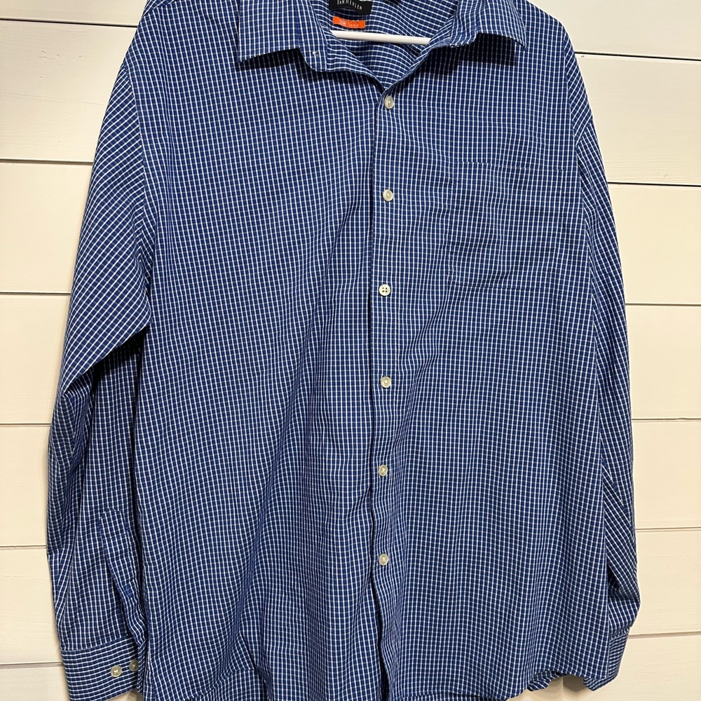 Van Heusen Blue Gingham Button Down Shirt